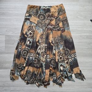 Bali Asymmetrical Skirt - Brown and Blue